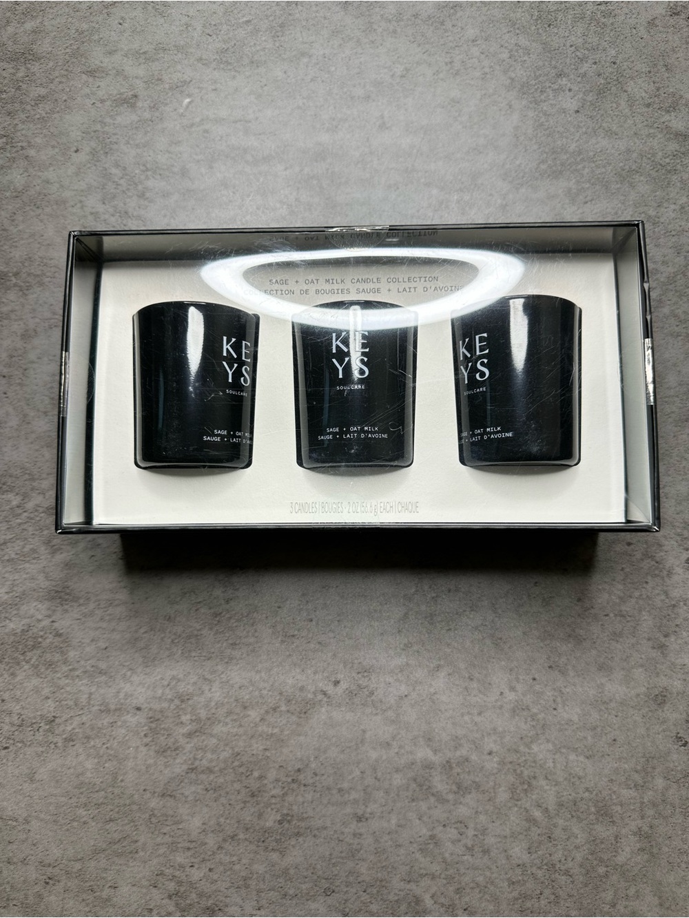 Brand new Keys Soulcare Sage + Oat Milk Candle Collection, 3-piece set.
